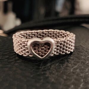 Tiffany heart ring with mesh band (size 7.5)